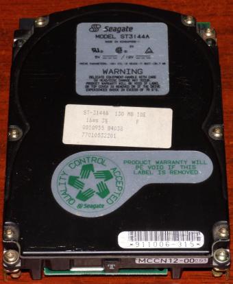 Seagate Model ST3144A 131MB HDD IDE AT 1992